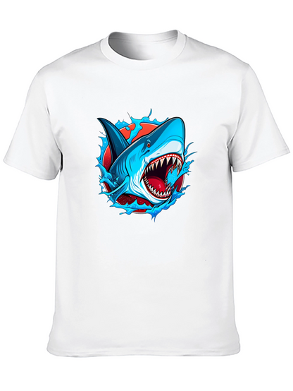 Camiseta Negra con Diseño de Tiburón Atractivo