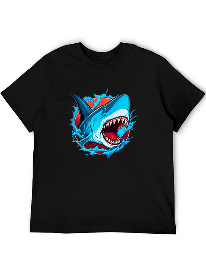 Camiseta Negra con Diseño de Tiburón Atractivo