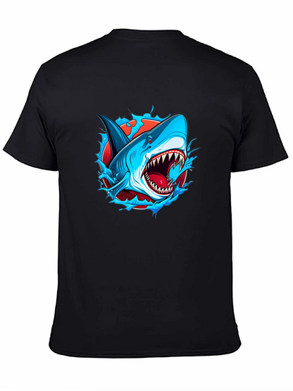Camiseta Negra con Diseño de Tiburón Atractivo