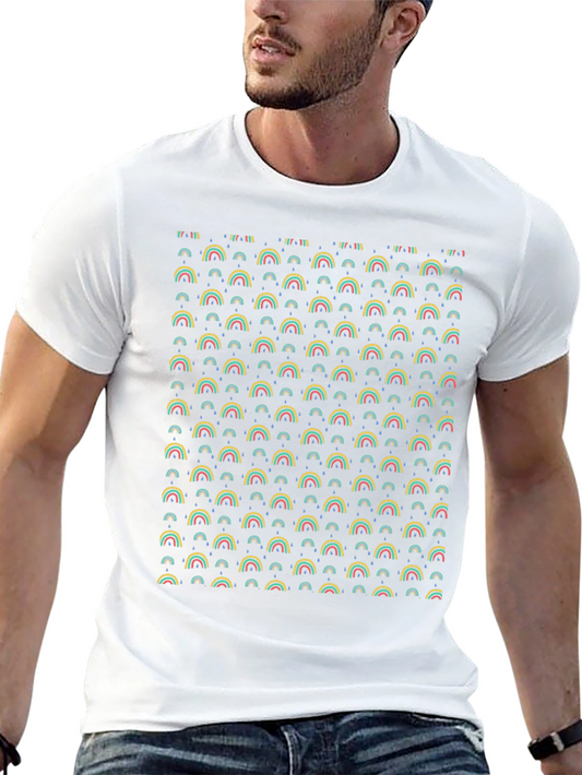 Camiseta Negra con Estampado de Arcoíris
