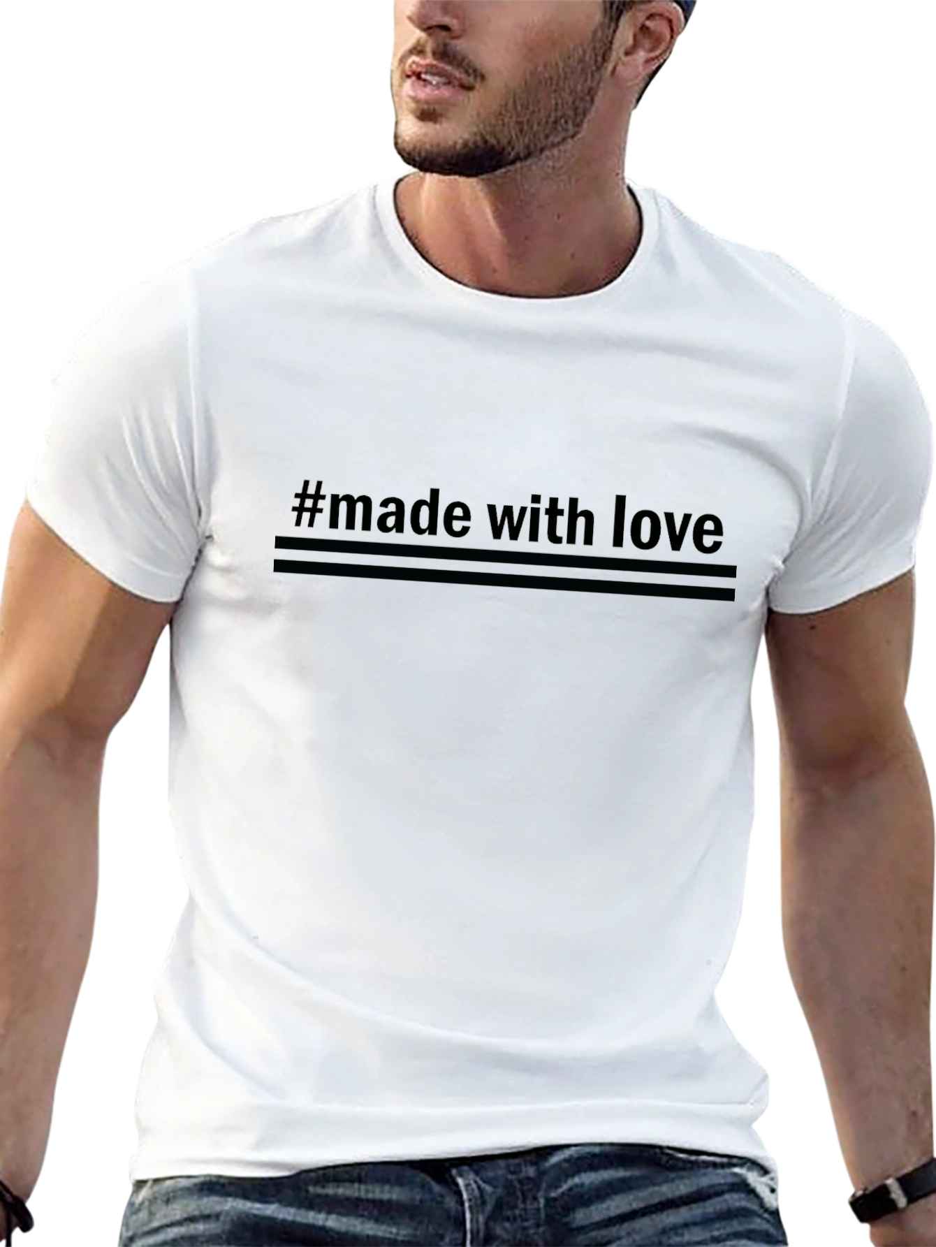 Camiseta Negra #hechoconamor Hombre
