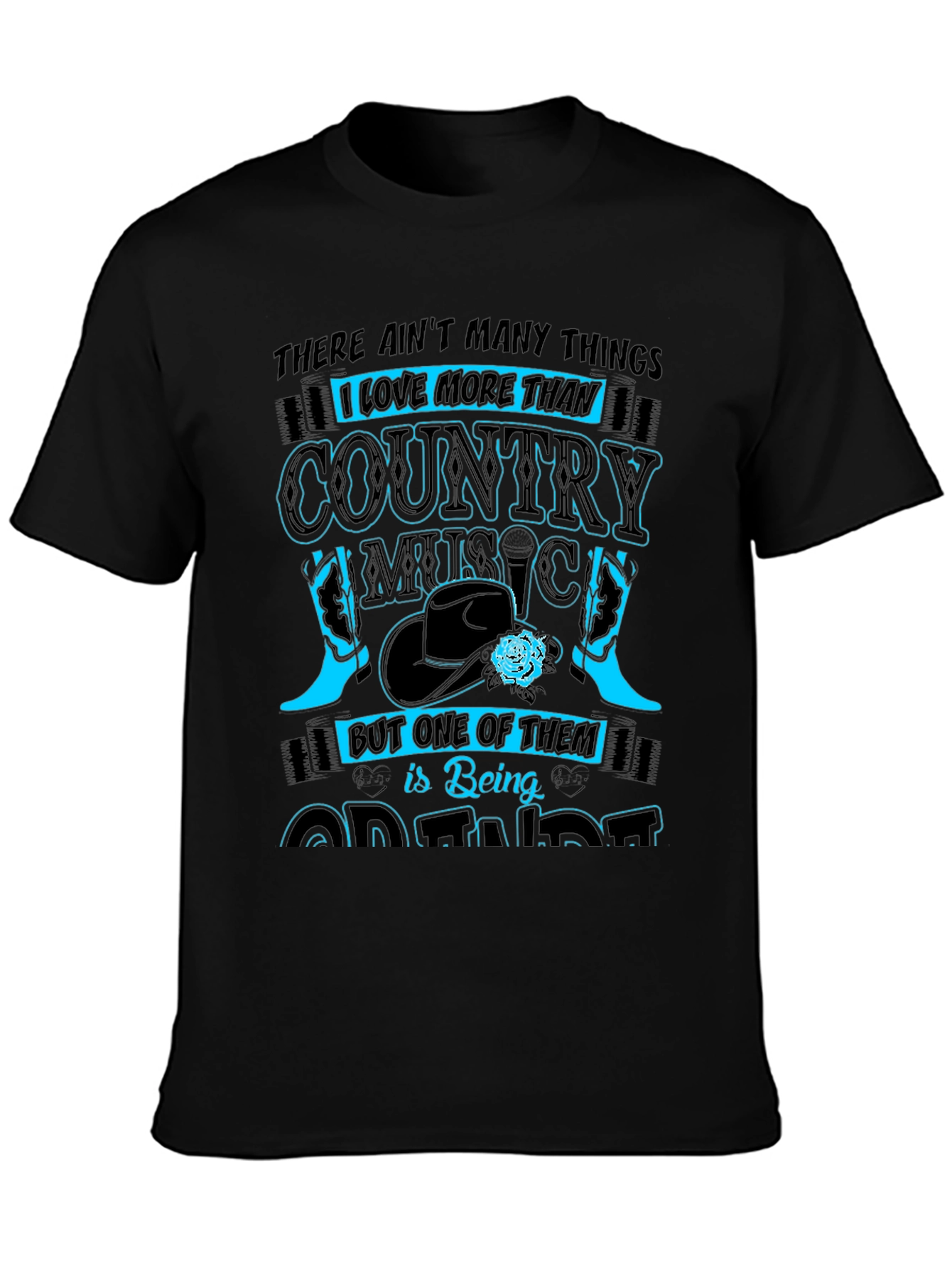Camiseta Negra Country Music - Being Grandma