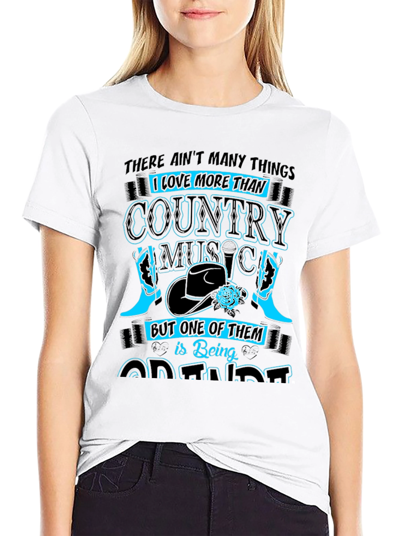 Camiseta Negra Country Music - Being Grandma
