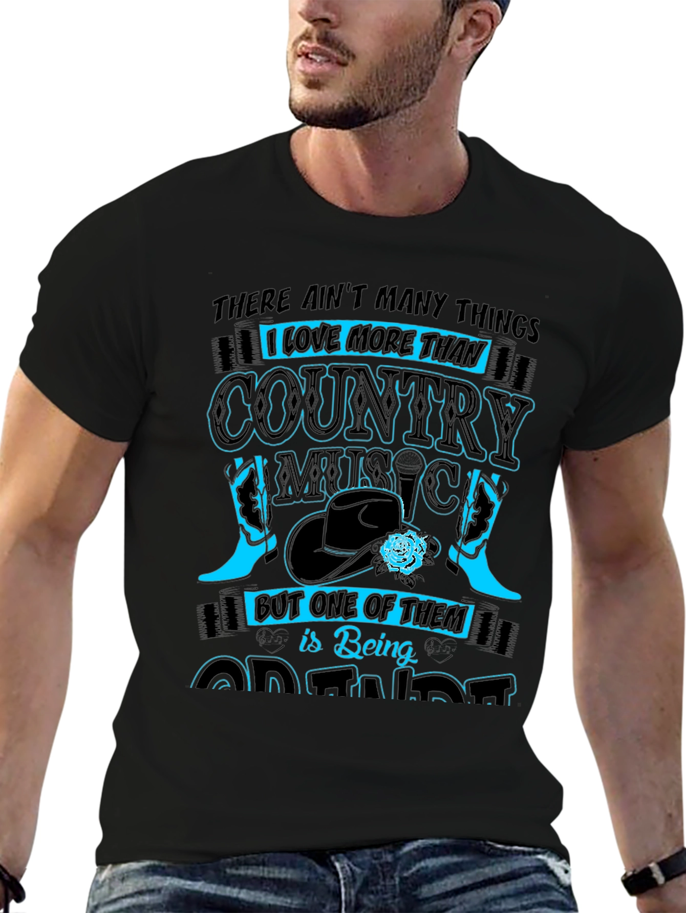 Camiseta Negra Country Music - Being Grandma