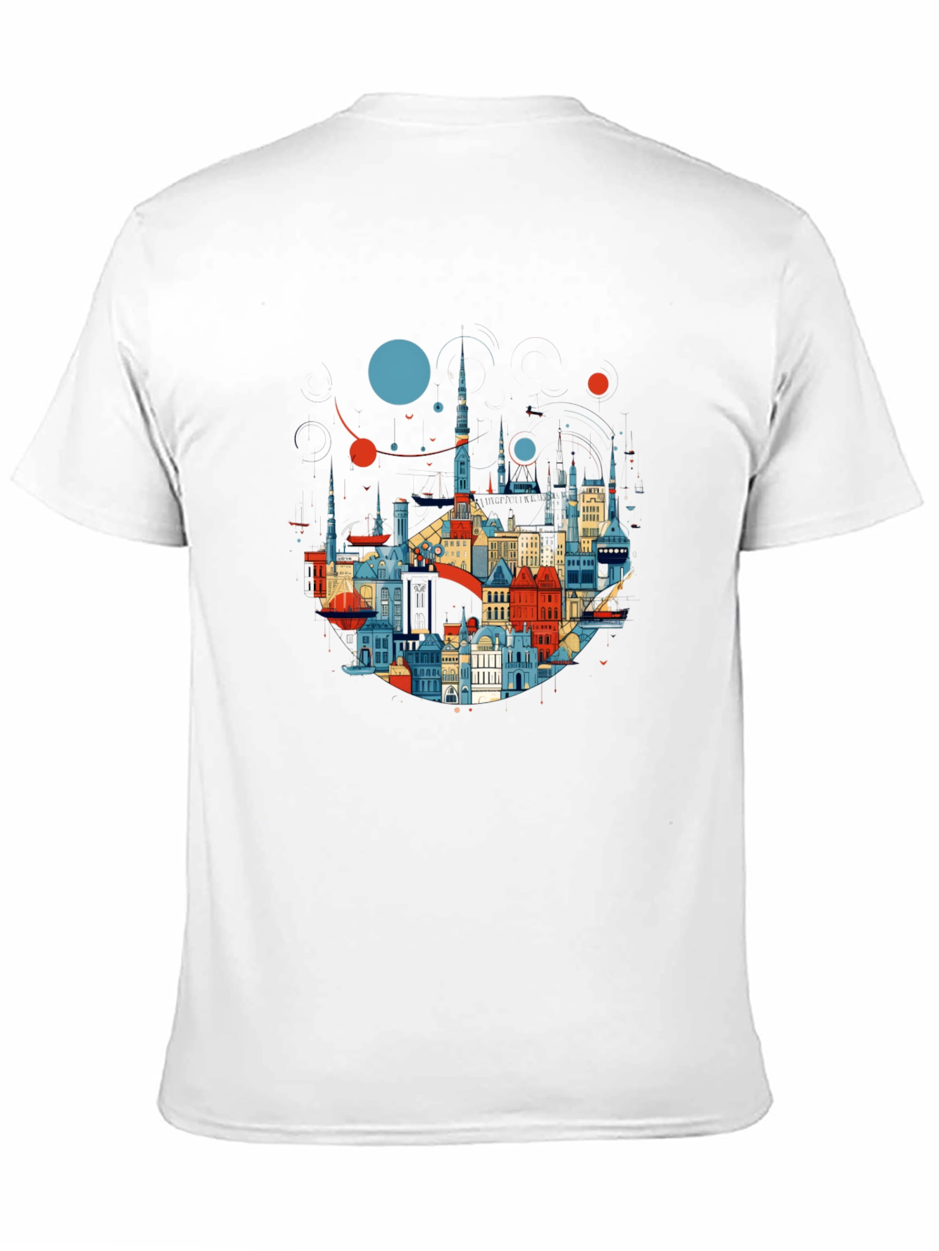 Camiseta Negra con Diseño Abstracto de Ciudad