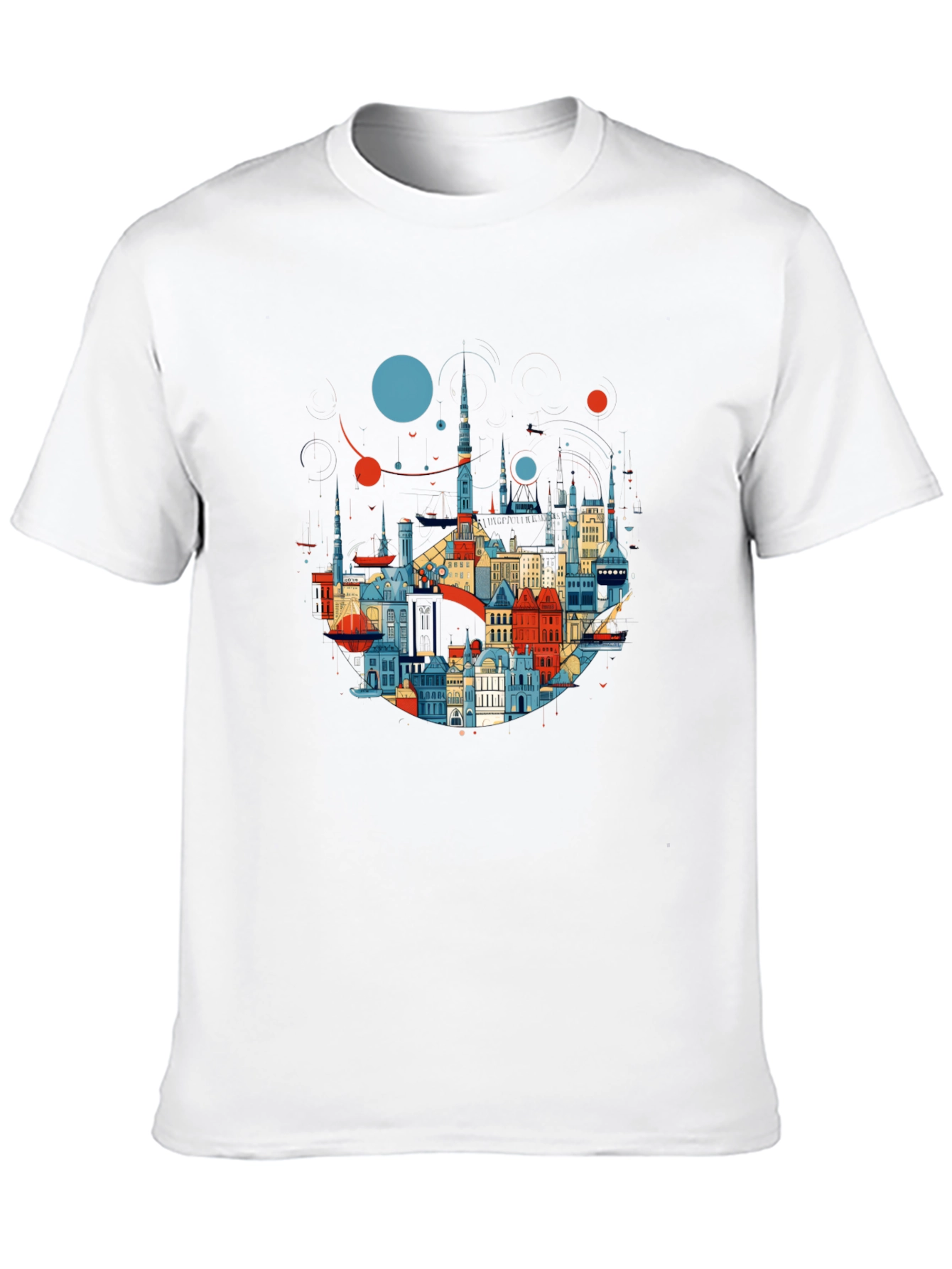 Camiseta Negra con Diseño Abstracto de Ciudad