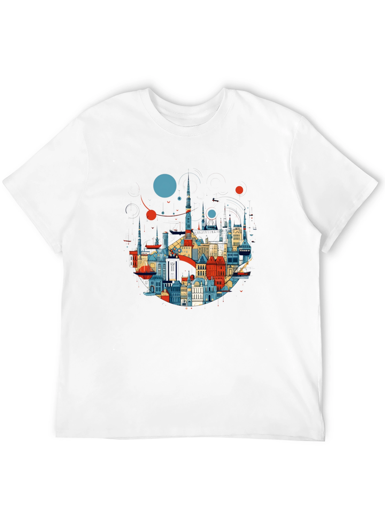 Camiseta Negra con Diseño Abstracto de Ciudad