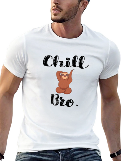 Camiseta Negra Chill Bro con Diseño de Oso Perezoso