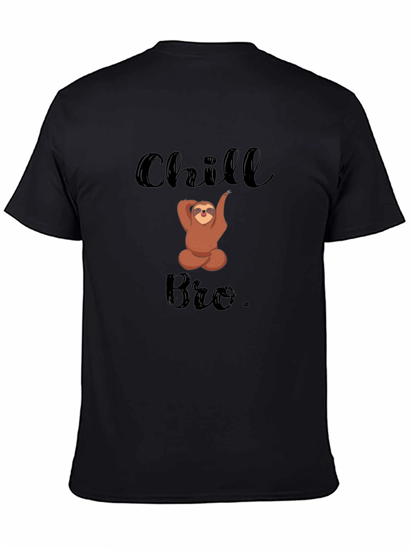Camiseta Negra Chill Bro con Diseño de Oso Perezoso