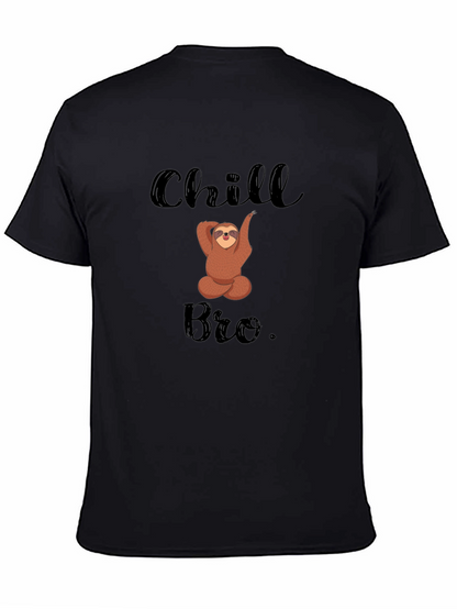 Camiseta Negra Chill Bro con Diseño de Oso Perezoso