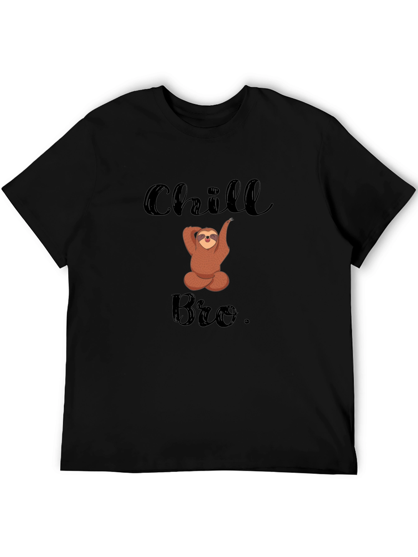 Camiseta Negra Chill Bro con Diseño de Oso Perezoso