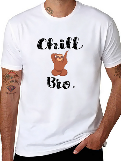 Camiseta Negra Chill Bro con Diseño de Oso Perezoso