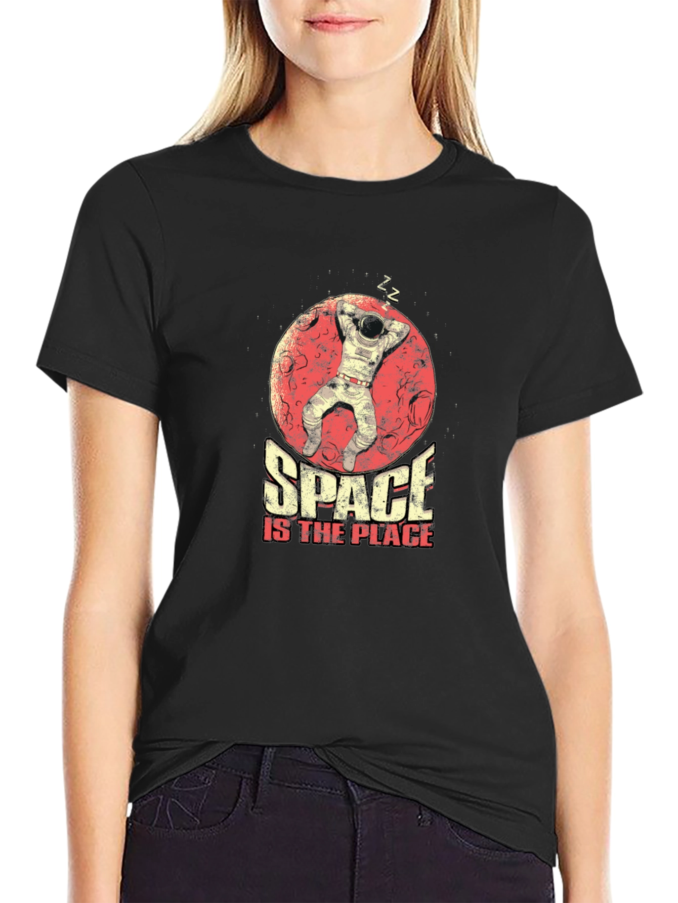 Camiseta Hombre Negra Space is the Place Astronauta