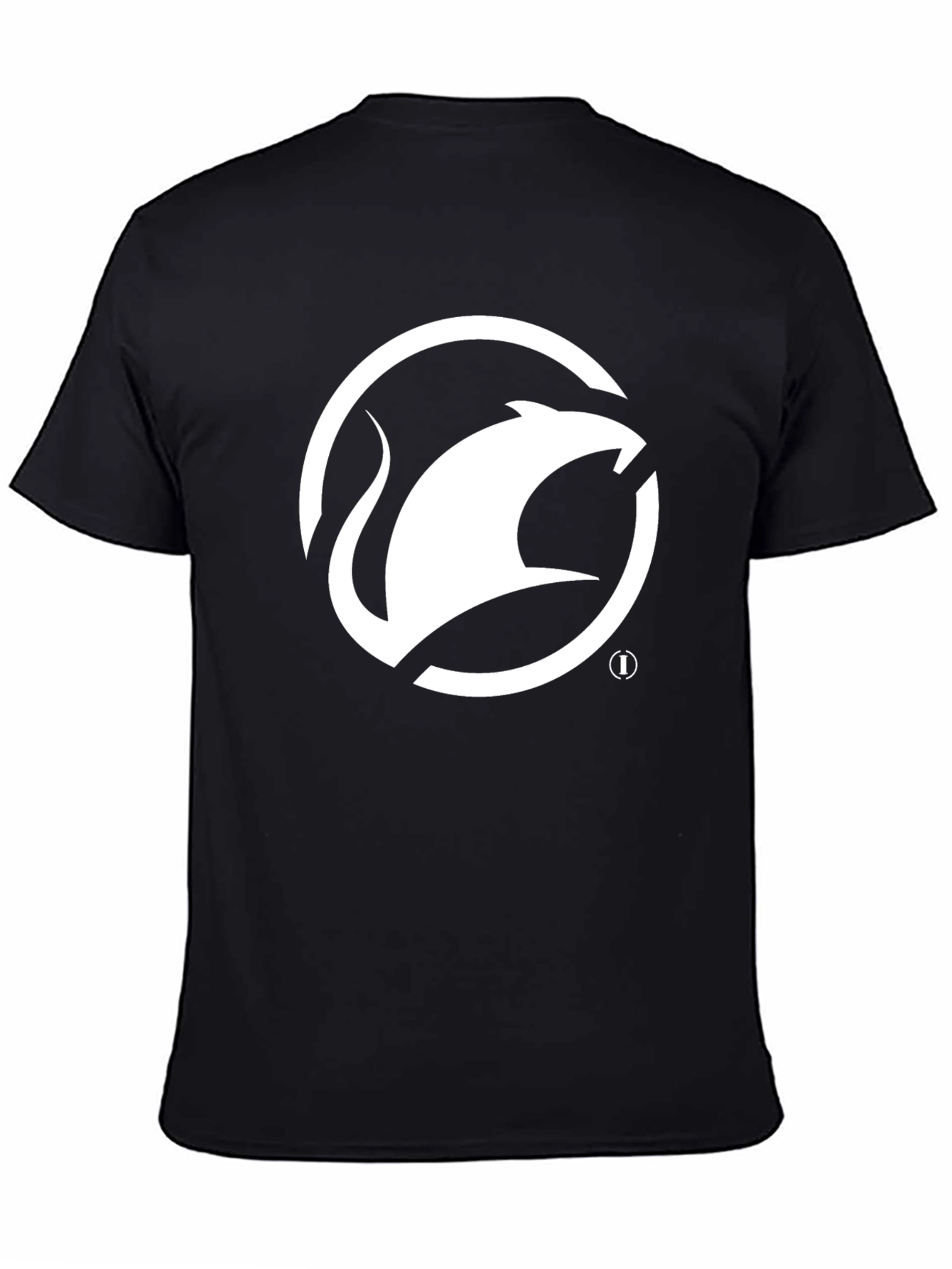Camiseta Negra con Logo de Ratón Blanco Estilizado