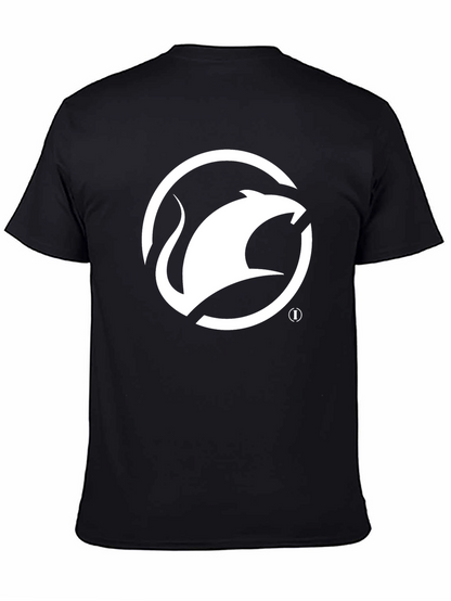 Camiseta Negra con Logo de Ratón Blanco Estilizado