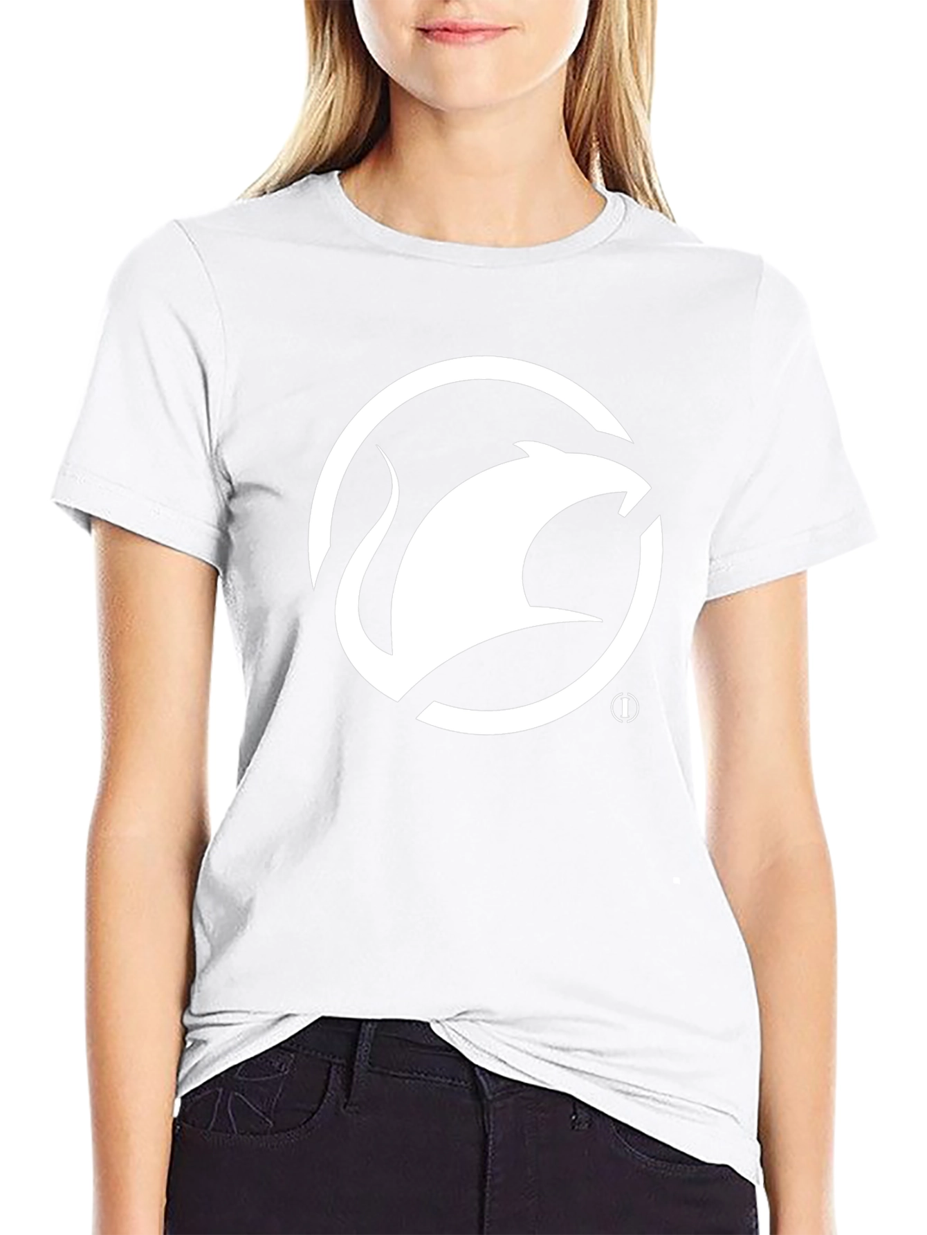 Camiseta Negra con Logo de Ratón Blanco Estilizado