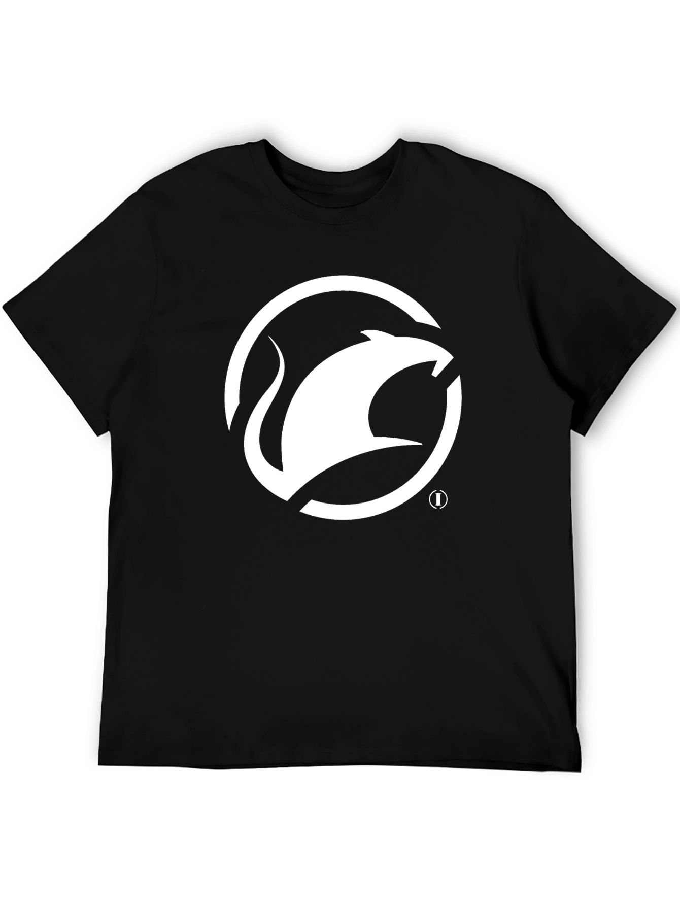 Camiseta Negra con Logo de Ratón Blanco Estilizado