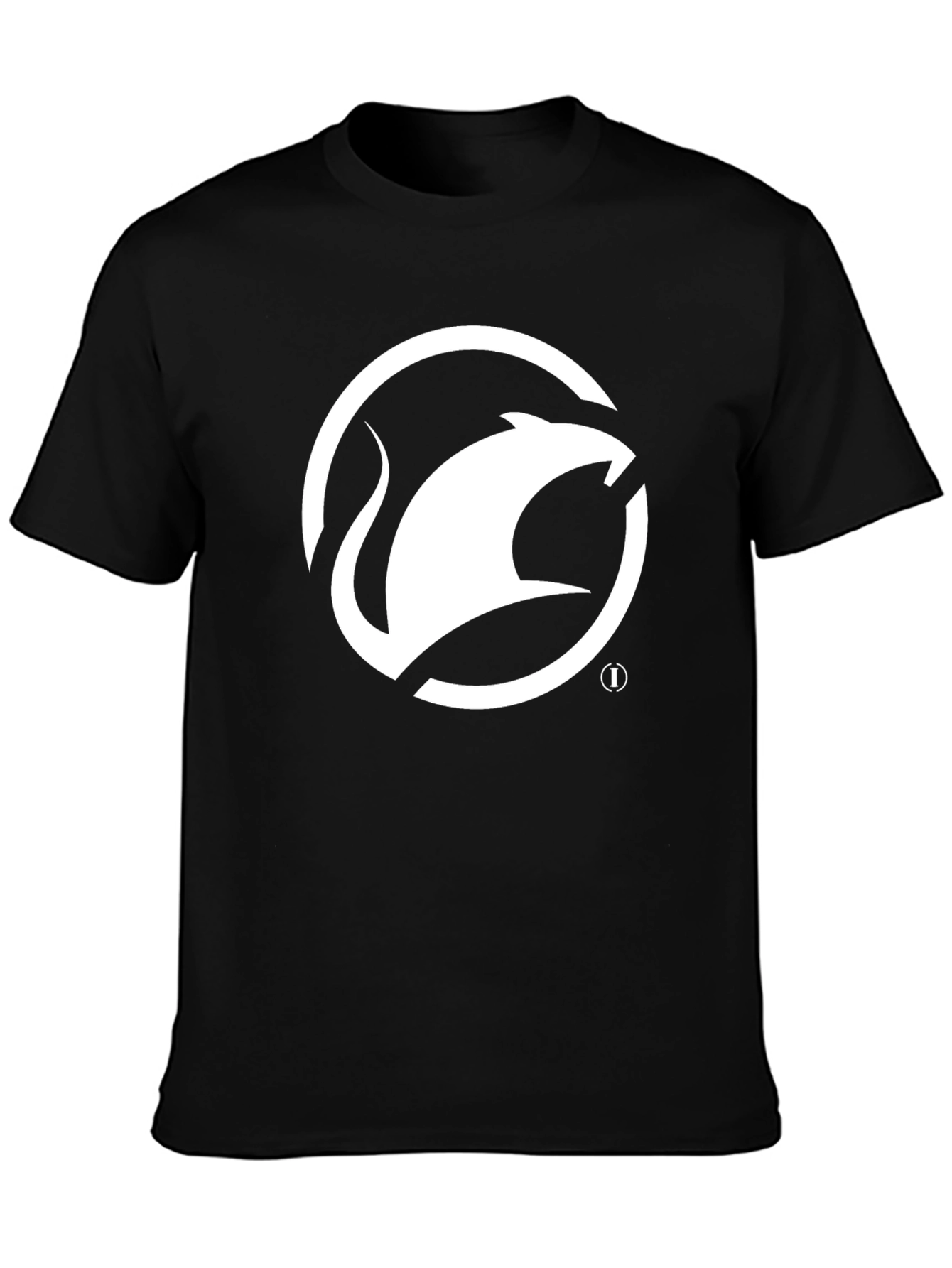 Camiseta Negra con Logo de Ratón Blanco Estilizado