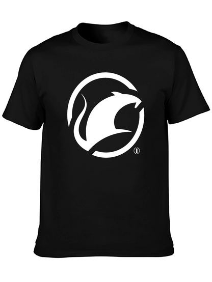 Camiseta Negra con Logo de Ratón Blanco Estilizado
