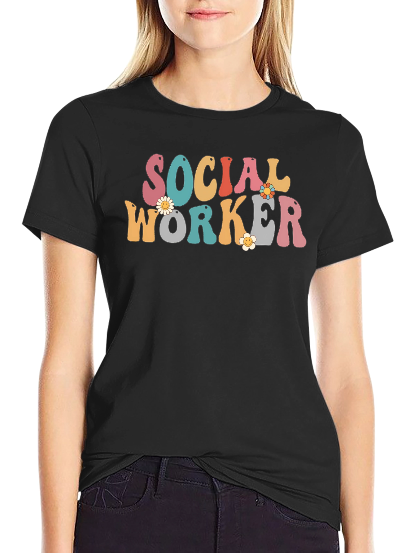 Camiseta Retro Trabajador Social con Flores