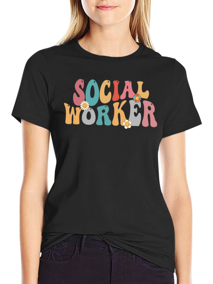 Camiseta Retro Trabajador Social con Flores