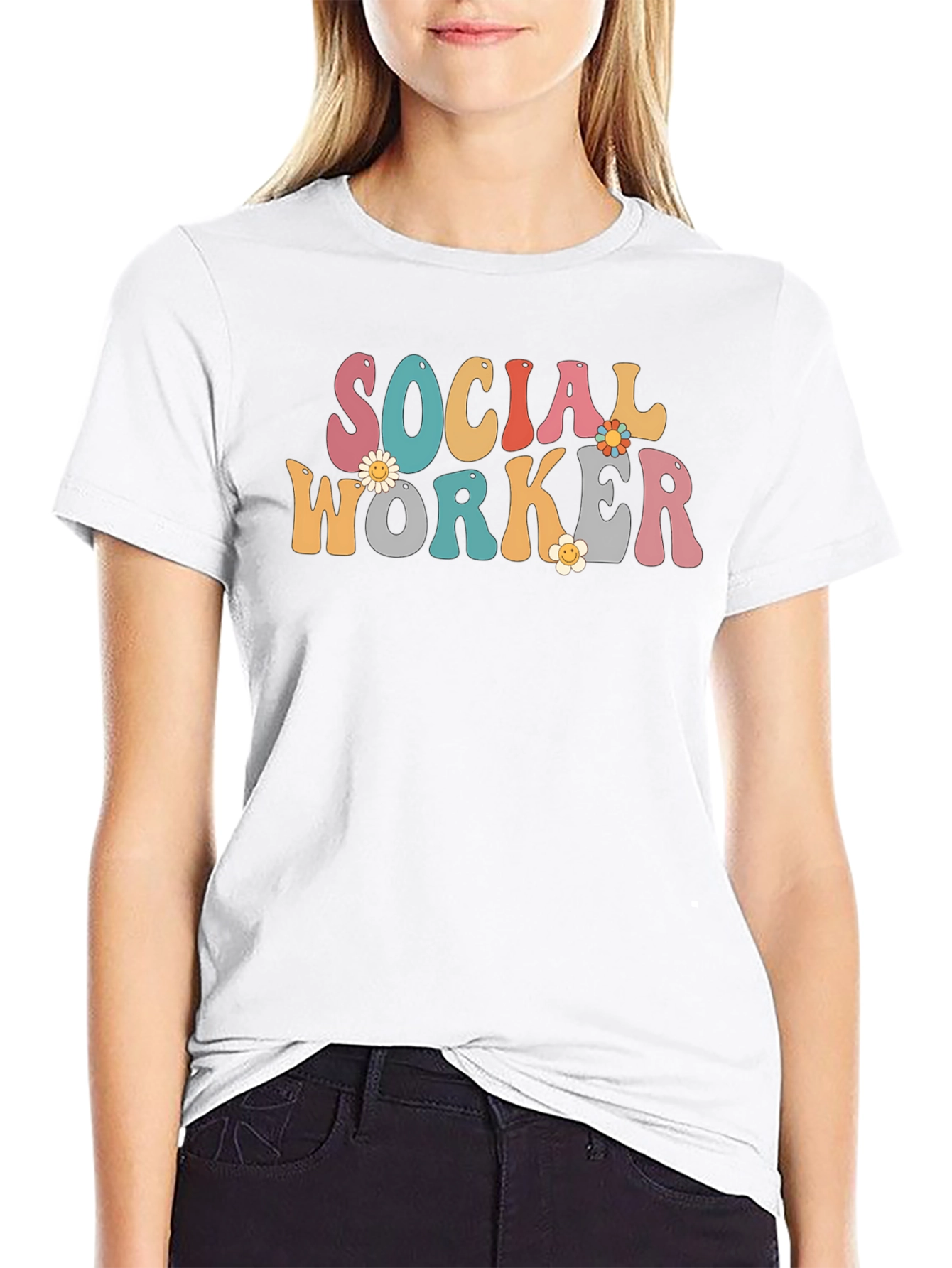 Camiseta Retro Trabajador Social con Flores