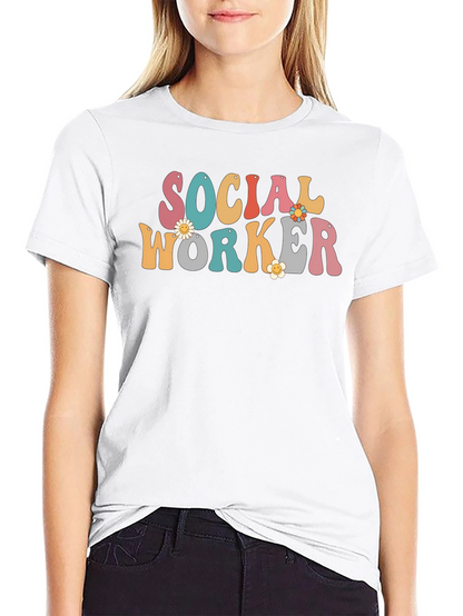 Camiseta Retro Trabajador Social con Flores