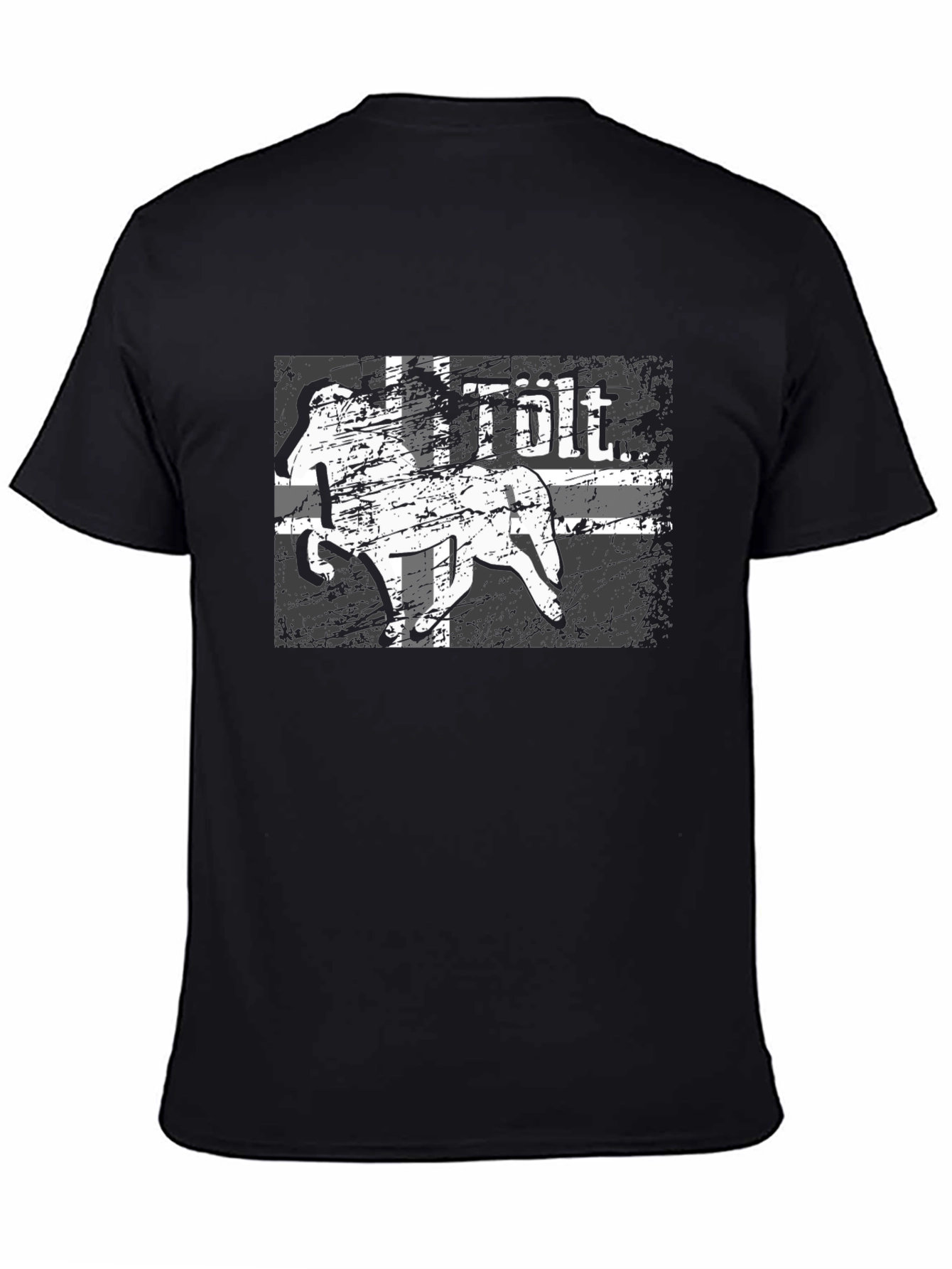 Camiseta Negra con Diseño de Caballo Tölt