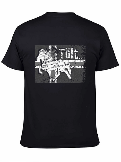 Camiseta Negra con Diseño de Caballo Tölt