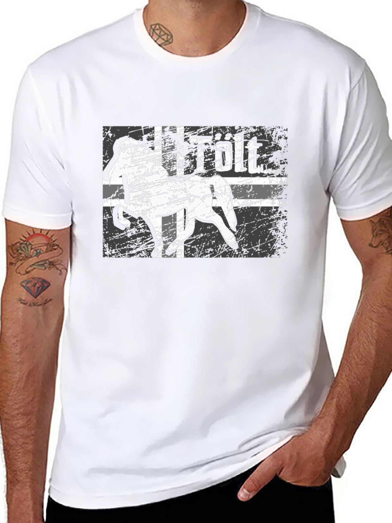 Camiseta Negra con Diseño de Caballo Tölt