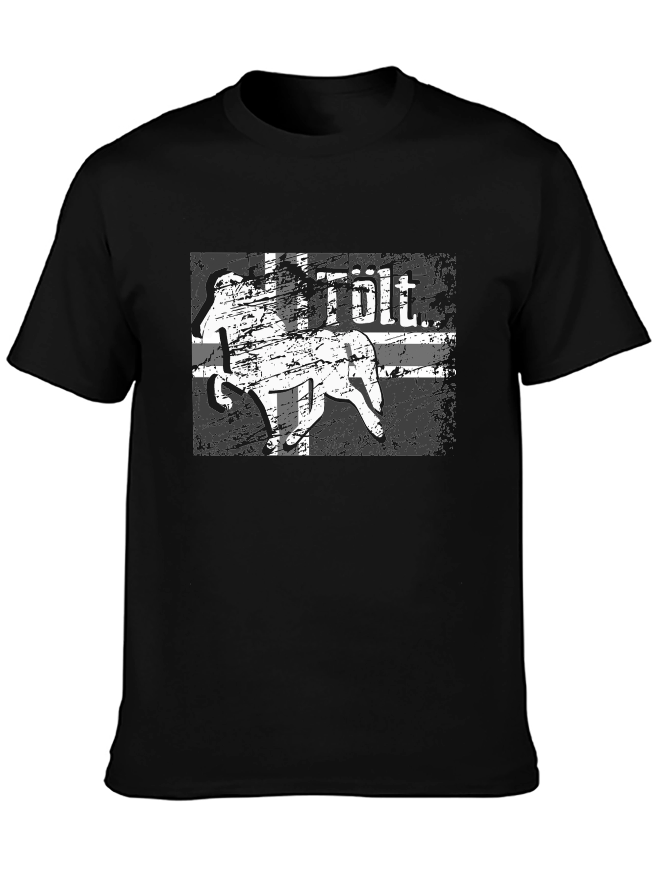 Camiseta Negra con Diseño de Caballo Tölt