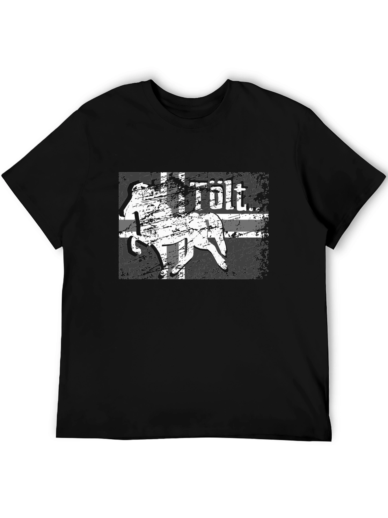 Camiseta Negra con Diseño de Caballo Tölt