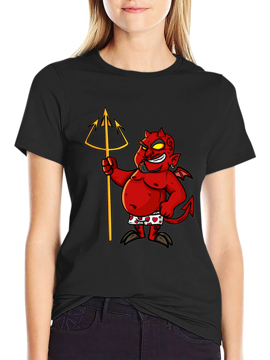 Camiseta Negra con Diseño de Diablo Divertido