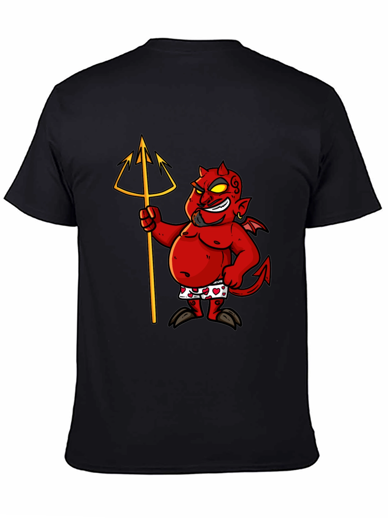 Camiseta Negra con Diseño de Diablo Divertido