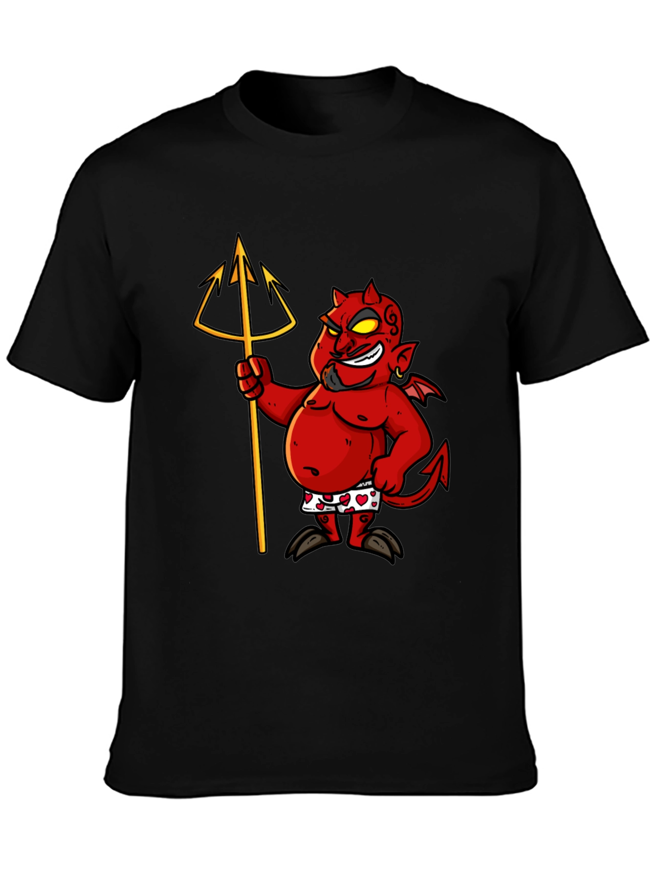 Camiseta Negra con Diseño de Diablo Divertido