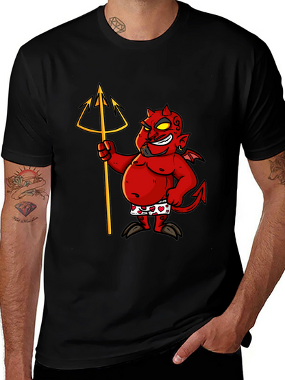 Camiseta Negra con Diseño de Diablo Divertido
