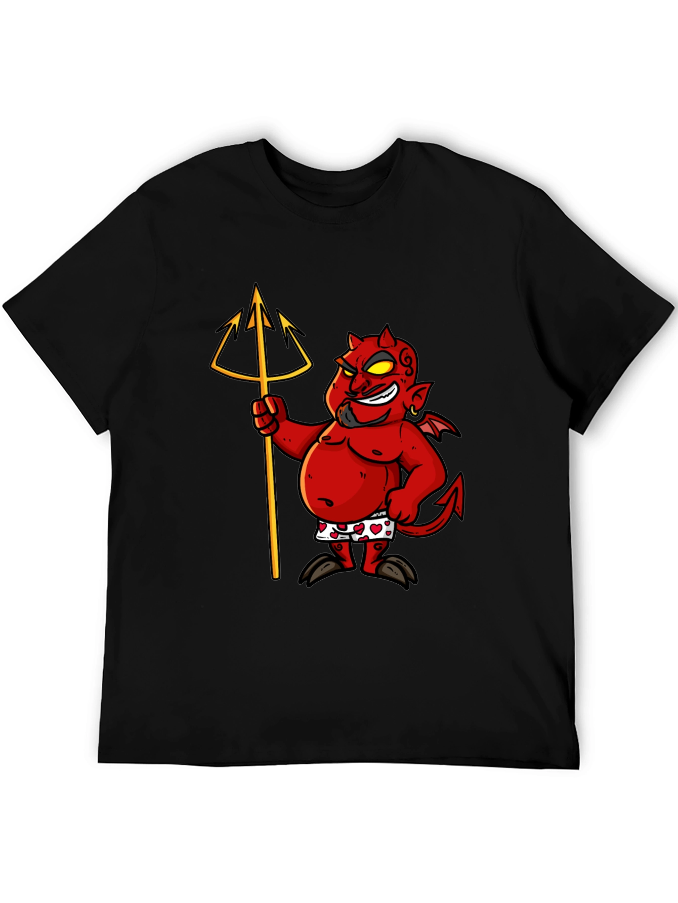 Camiseta Negra con Diseño de Diablo Divertido