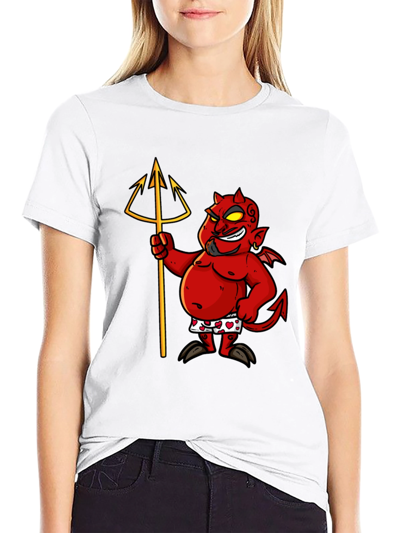 Camiseta Negra con Diseño de Diablo Divertido