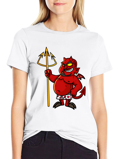 Camiseta Negra con Diseño de Diablo Divertido
