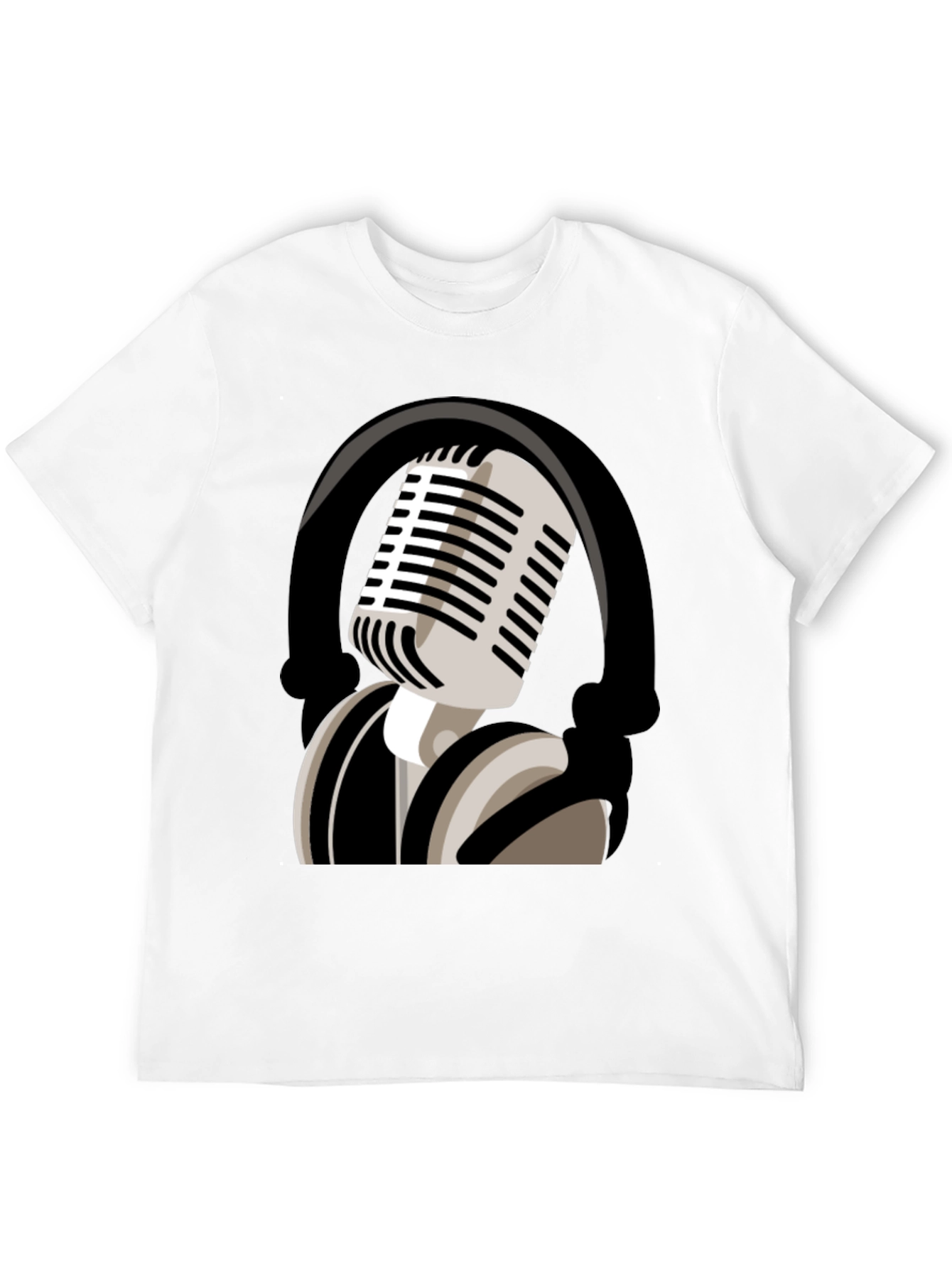 Camiseta Negra con Diseño de Micrófono Retro