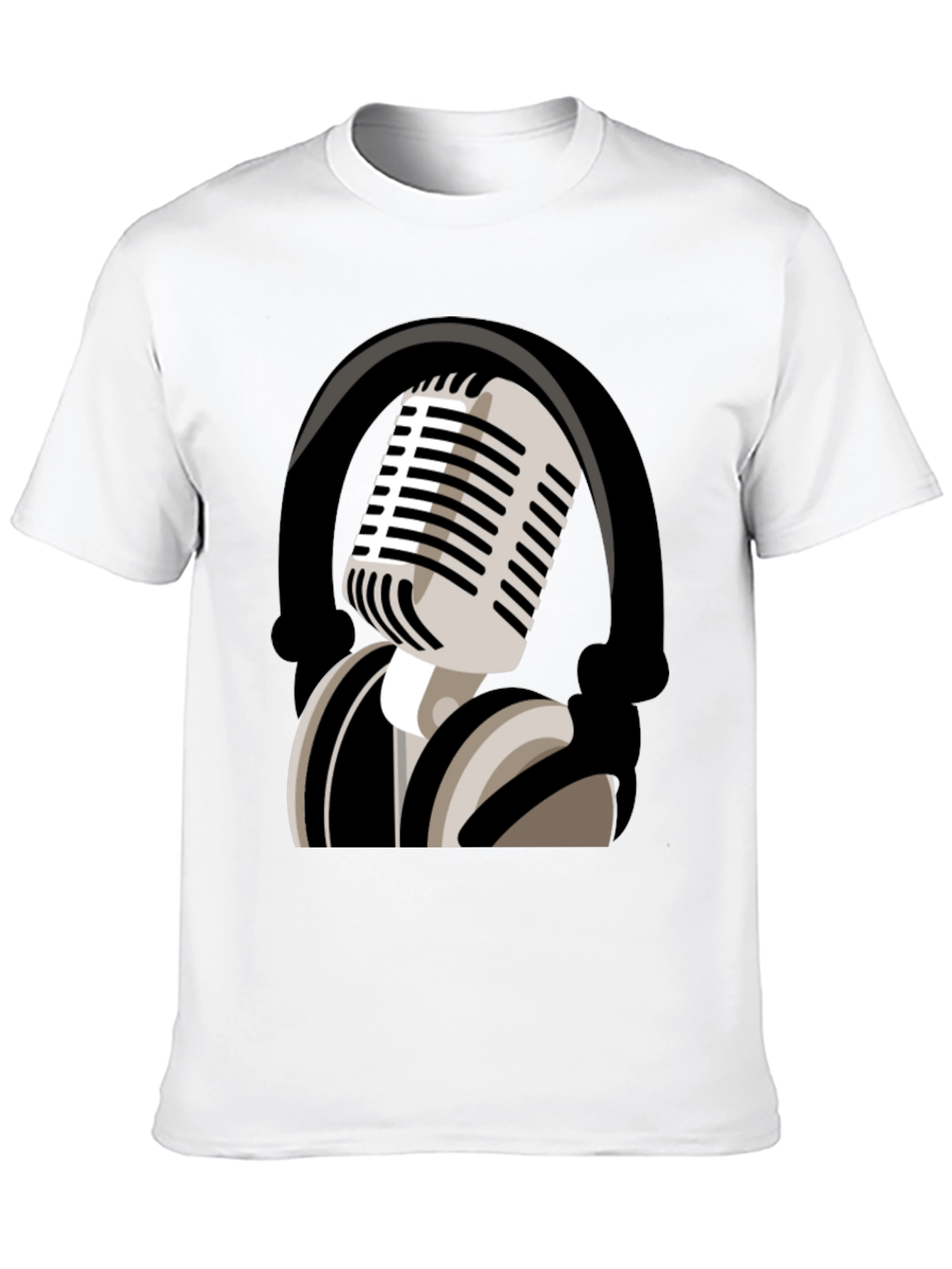Camiseta Negra con Diseño de Micrófono Retro