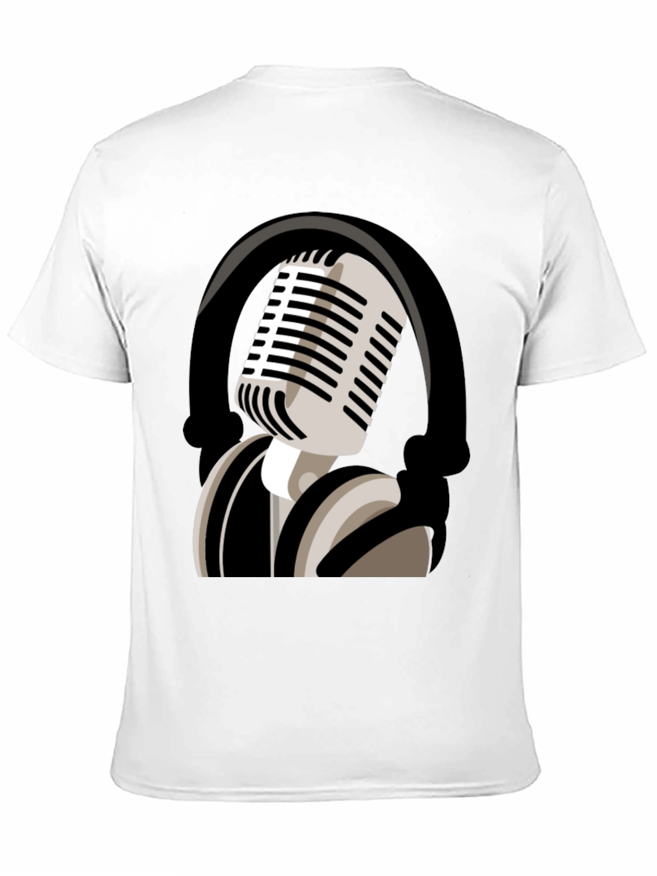 Camiseta Negra con Diseño de Micrófono Retro