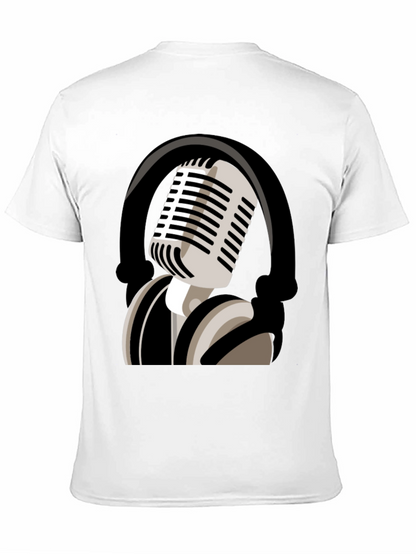 Camiseta Negra con Diseño de Micrófono Retro