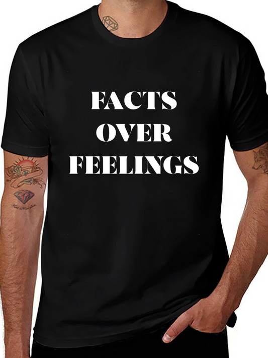 Camiseta Negra con Mensaje Facts Over Feelings