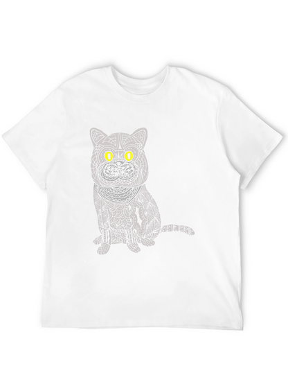 Camiseta Negra con Diseño de Gato Mandala