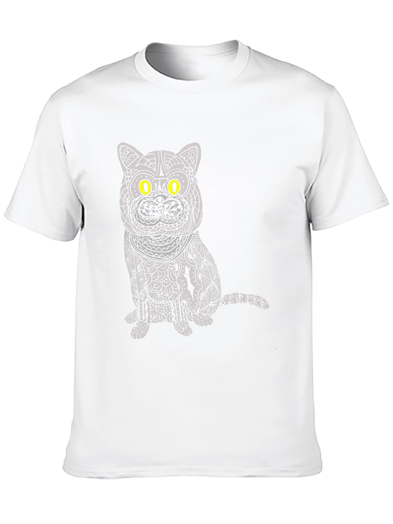 Camiseta Negra con Diseño de Gato Mandala