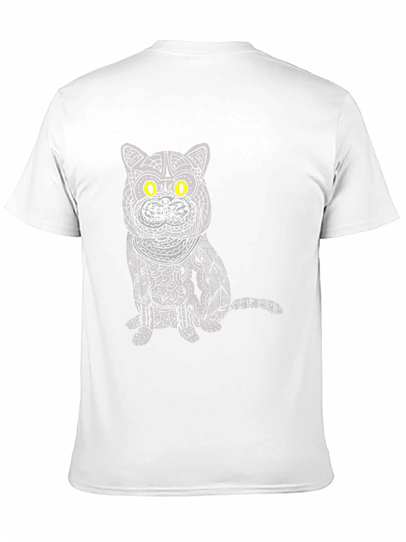 Camiseta Negra con Diseño de Gato Mandala