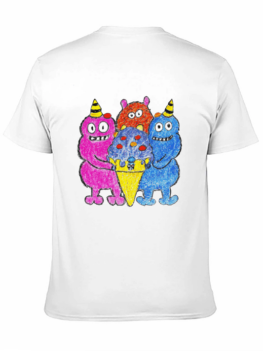 Camiseta Negra con Monstruos Amantes del Helado