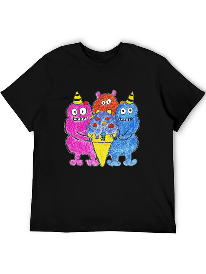 Camiseta Negra con Monstruos Amantes del Helado
