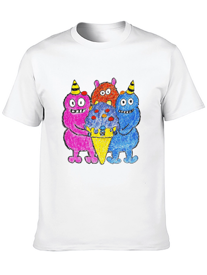 Camiseta Negra con Monstruos Amantes del Helado